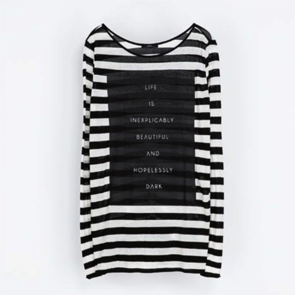 Zara┆striped t-shirt with text